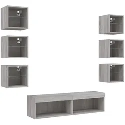 Helloshop26 - Multimedia-TV-Möbel TV-Regal Sideboard TV-Schrank Esszimmer Wohnzimmer Schlafzimmer mit LED-Beleuchtung 8-teilig 02_0029483
