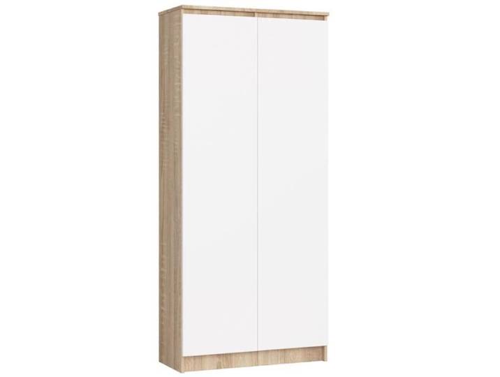 Bibliothèque de bureau Armoire AKORD R80 Chêne Sonoma 80 cm 2 portes façade Blanche 8 étagères 80x35x180 cm