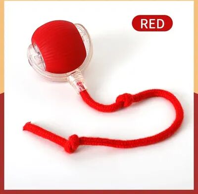 Multisell Products Hub Rechargeable Smart Pet Toy Interactive Rolling Ball With Faux Tail For Cats & Dogs rope red A