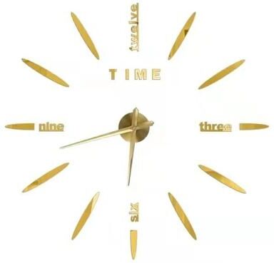 Uplifted Goods Contemporary 3D Oversized DIY Mirror Wall Clock 022 Gold 3.28 4.27 Ft 3d