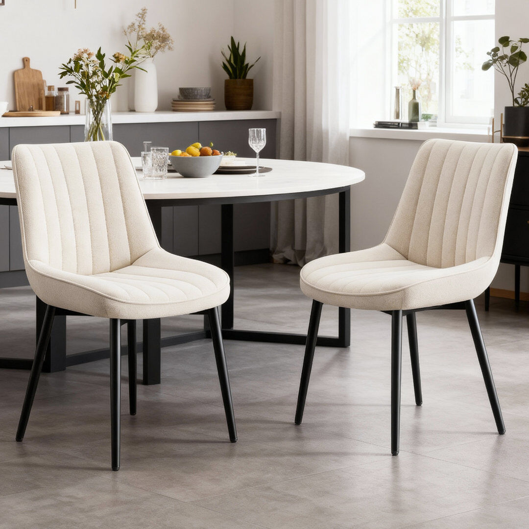 George Oliver Side Chair Metal/Beige Velvet 83cm H X 50cm W X 56cm D