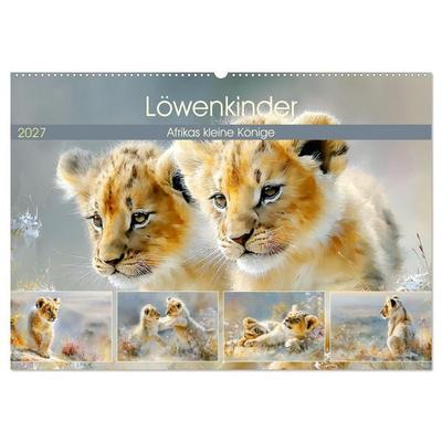 Löwenkinder. Afrikas kleine Könige (Wandkalender 2027 DIN A2 quer), CALVENDO Monatskalender
