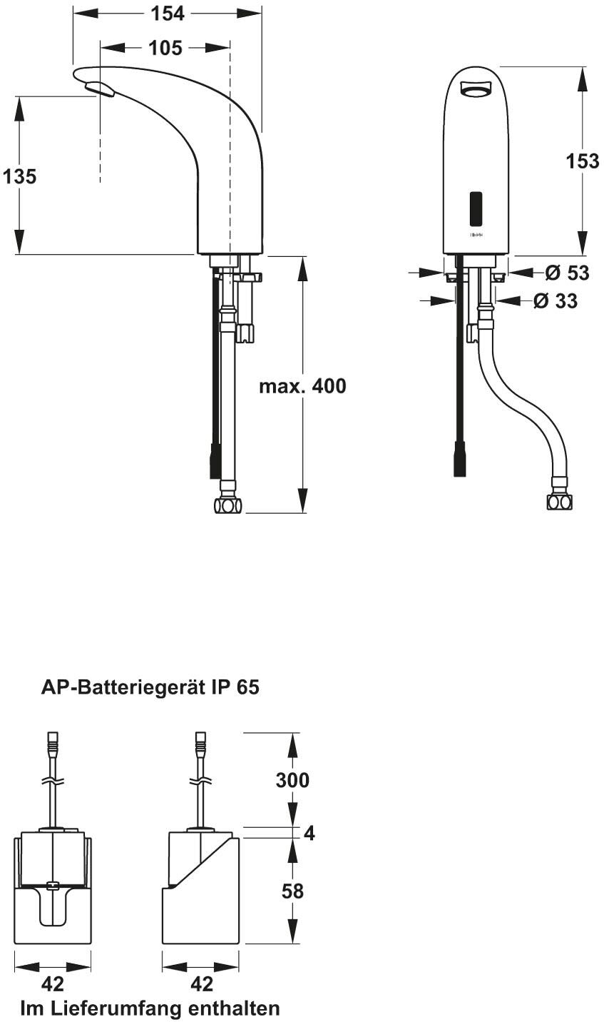 MEPA Sanicontrol WT-Armatur Saniline Dolphin2 VG Batterie