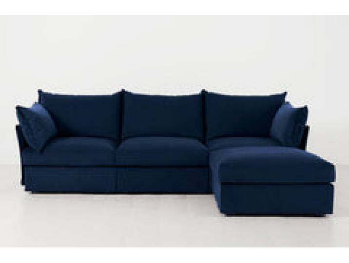Dreisitzer-Sofa Model 06 mit Chaiselongue rechts, Indigoblau