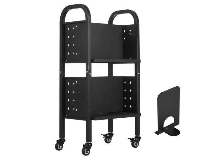 Chariot à Livres - DUOKU - HXTC-2LX - Capacité 70 kg - 2 étagères - Métal contemporain