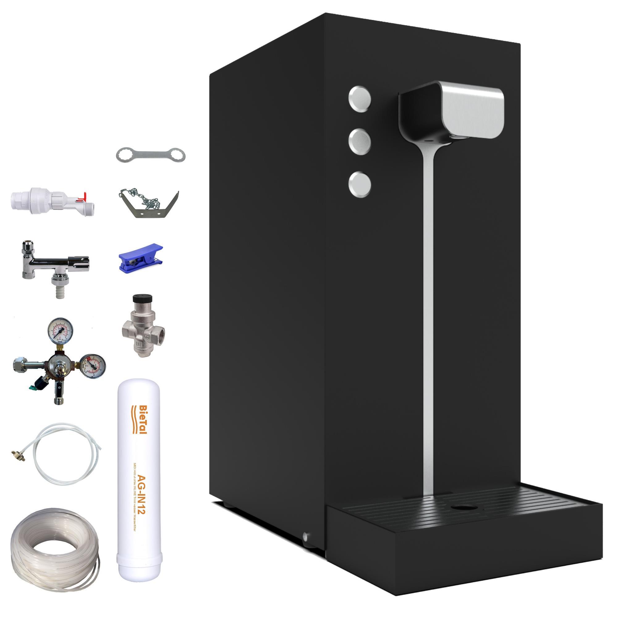 Wassersprudler Sprudelwassergerät Tafelwasseranlage Flux Slim Plus in schwarz