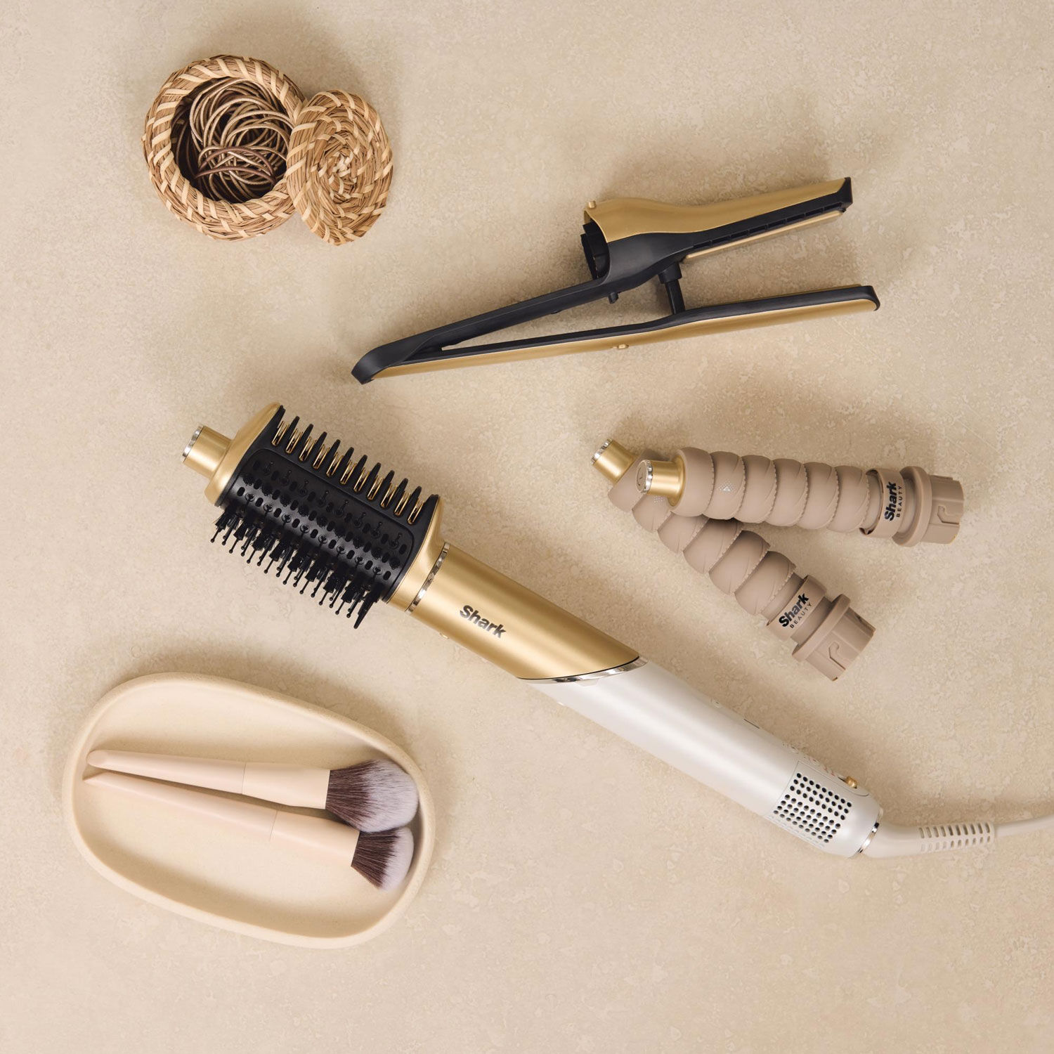 SHARK Glam 4in1 Air Styler, Straightener & Dryer System Set Gold