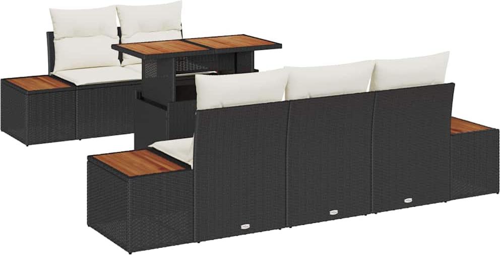 vidaXL Gartensofa-set 6 Stk. Schwarz und Beige