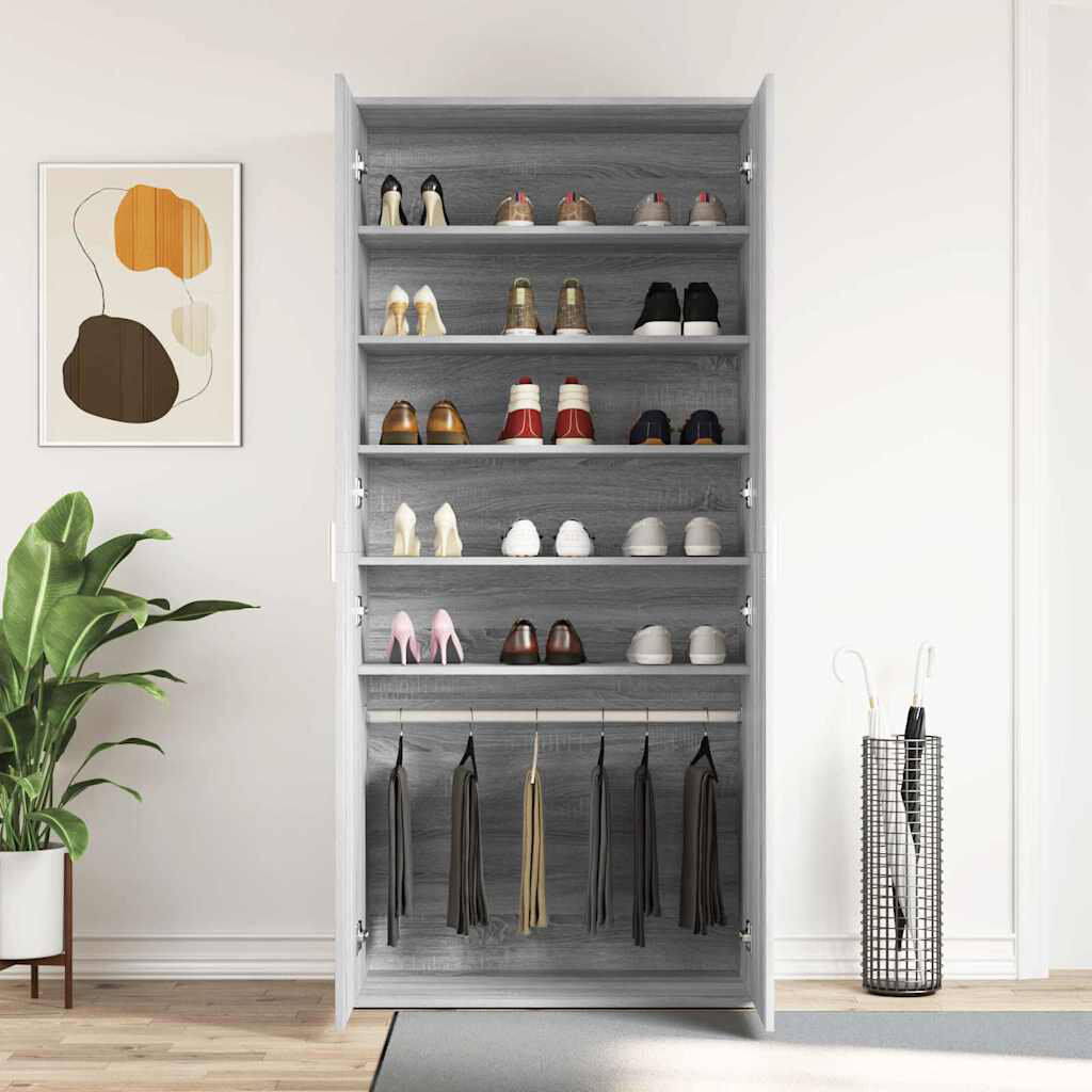 Ivy Bronx Shoe Cabinet With Door 80 X 39 X 180 Cm Engineered Wood Grey 15