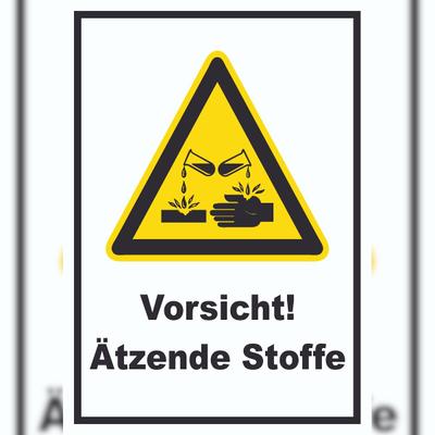 HB-Druck Vorsicht Ätzende Stoffe Schild A5 Rückseite selbstklebend