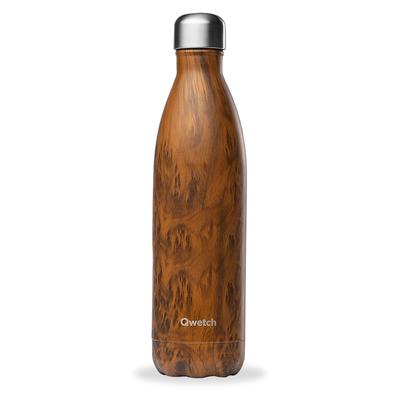 Isolierflasche Originals Wood 750ml Edelstahl PP5-Struktur BPA-Frei Qwetch