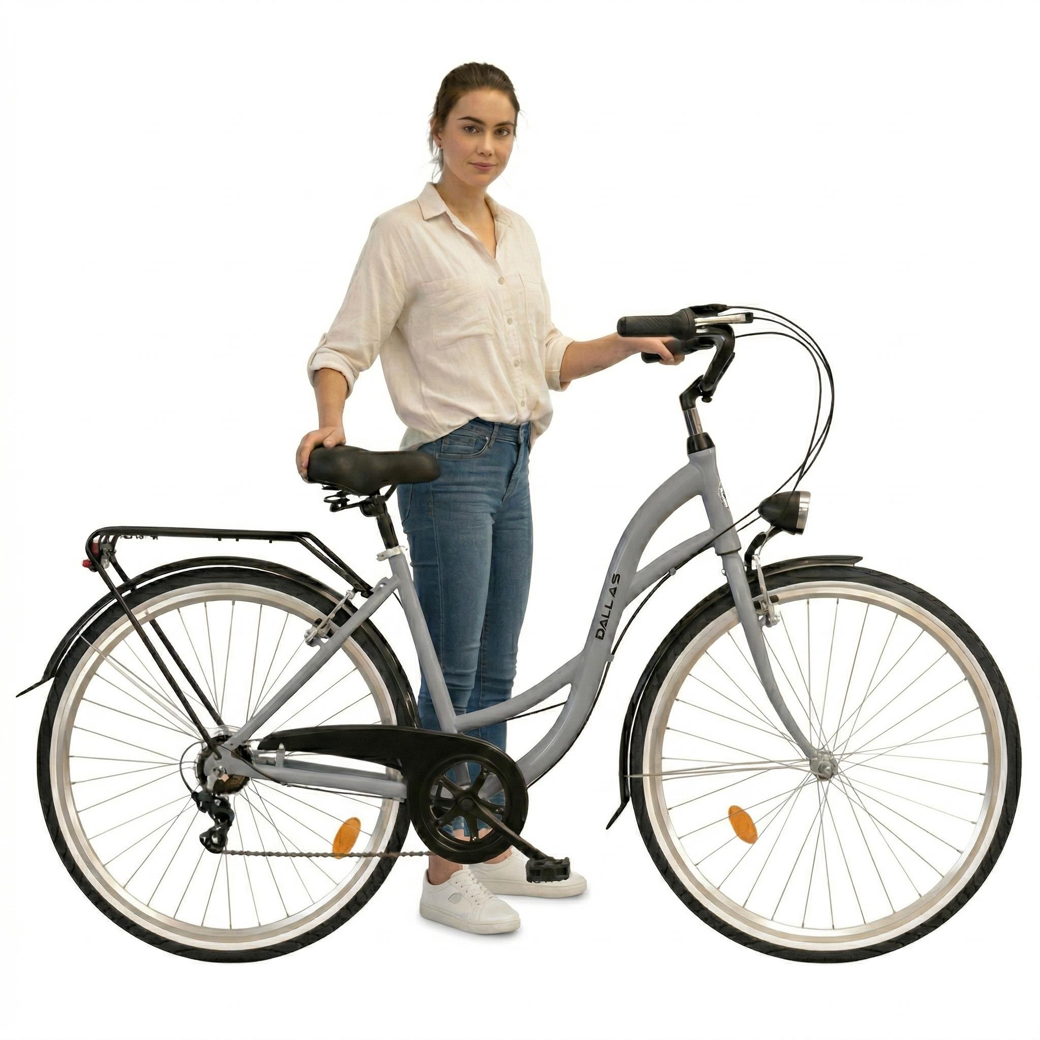 Dallas Bike Fahrrad 28 Zoll - Damenfahrrad - Shimano 7-Gang - Aluminium Rahmen M 18" - Grau
