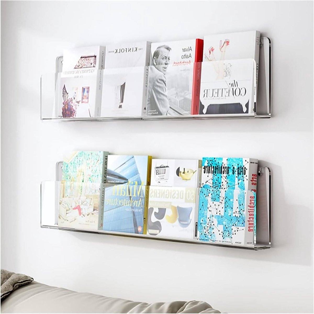 Helder Acryl Tijdschriftenhouder en Wandplank Boekenrek voor Ruimtebesparing