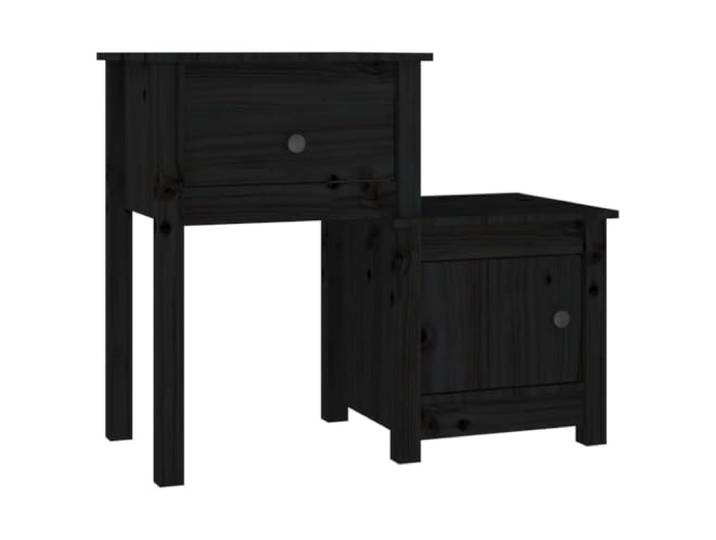 Tmriohed Nachttisch Schwarz 79,5x38x65,5 cm Kiefer Massivholz Kommode Funktionaler Nachtschrank für Ihr Schlafzimmer mit 1 Schublade, 1 Fach und flexibler beidseitiger Montageoption.