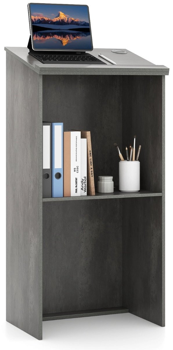 SureDeal® Lessenaar Lectern Staande Bureau voor Klaslokalen, Kantoor of Restaurant - Grijs - B/D/H: 58 x 40 x 116,5 cm