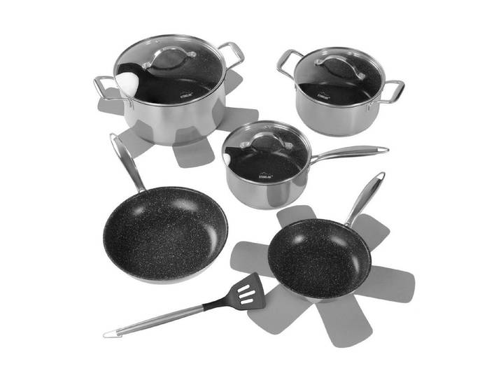 STONELINE Topf-Set Edelstahl Kochgeschirr-Set 11-teilig 18/20/24, mit Deckeln, (11-tlg)