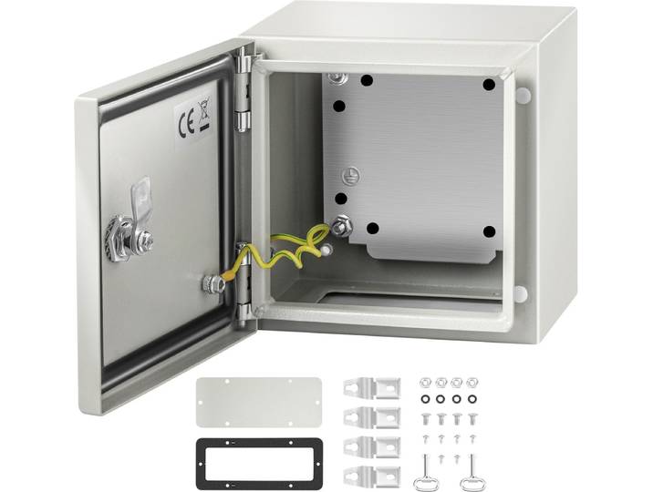VEVOR Schakelkast Nema IndustriëLe Behuizing 20x20x15cm Nema 4x Stalen Verdeelkast Ip66 Waterdicht en Stofdicht Elektrische Aansluitdoos voor Buiten/Binnen