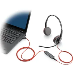 HP Poly Blackwire 3225 USB-C Stereo-Headset + 3.5-mm-Stecker + USB-C/A-Adapter (Kabelgebunden, USB-C), Office Headset, Schwarz