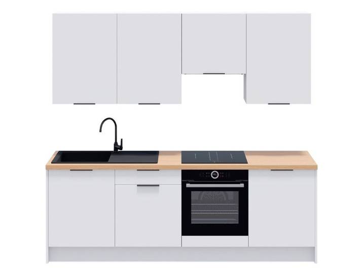 Ensemble de 8 meubles de cuisine - L. 245 cm - blanc - Luzia