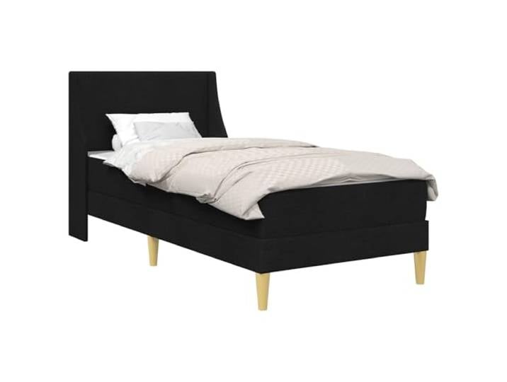 TUERYAFEK Bett Mit Matratze 90x190 Schwarz Polyester Mit Stauraum, Taschenfederkern, Sperrholzrahmen, Abnehmbarer Bezug