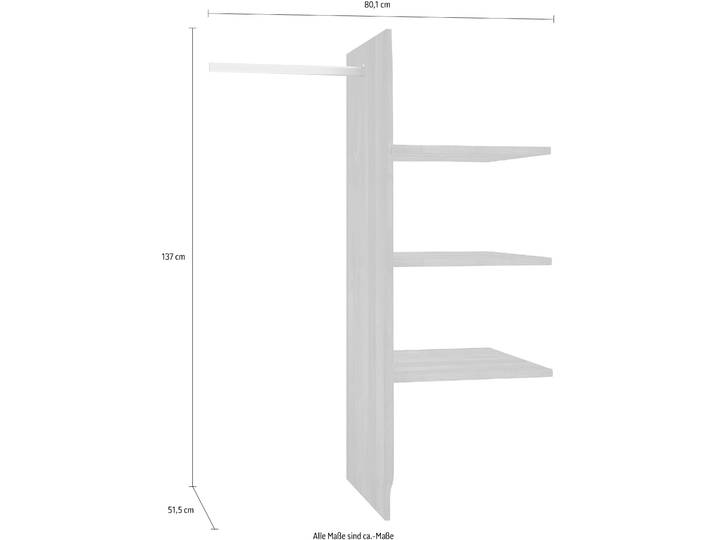Inneneinteilung WIEMANN, braun (erle), B:80,1cm H:137cm T:51,5cm, Holzwerkstoff, Schrankinneneinteiler, Inneneinteilung