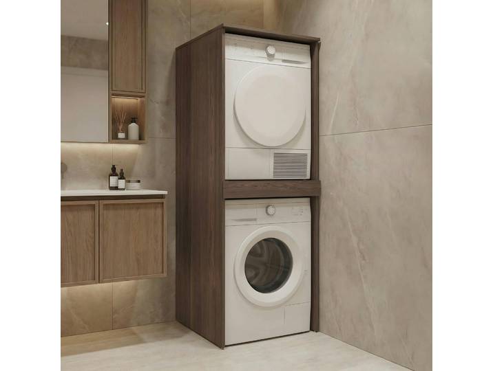 Meuble haut pour lave-linge et sèche-linge NIX - Noyer