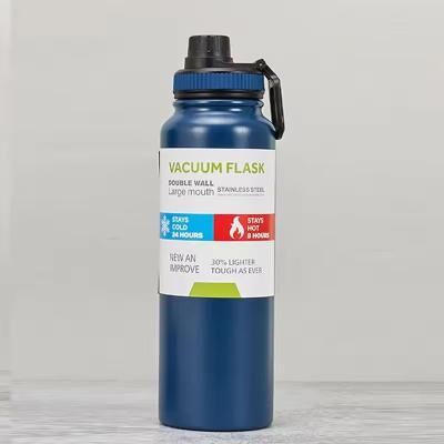 Uplift Essentials Stainless Steel Vacuum Sports Water Bottle For 12 Hour Hot And Cold Hydration blue 800ml