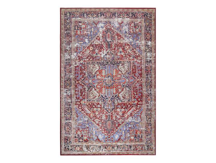 Tapis velours ras look vintage oriental multicolore rouge 130x190