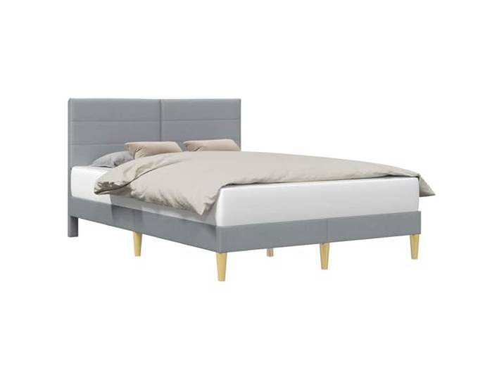 KKgypkn Bettrahmen mit Kopfteil Hellgrau 140 x 200 cm Stoff, modernes Design mit klaren Linien und eleganten gedrehten Beinen, Stabiler Sperrholzrahmen für erholsamen Schlaf, weiche