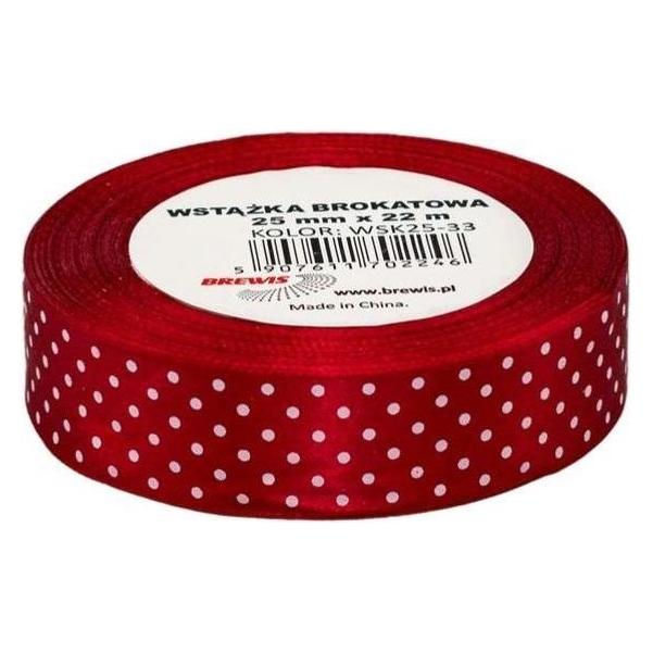 Brewis Rotes Satinband mit Punkten, 25mmx22m (47593267)