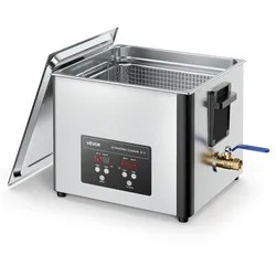 VEVOR 15 L Ultraschallreiniger, professionelle Ultraschallreinigungsmaschine mit Reinigungskorb & Digitalanzeige, 240 W Edelstahl 40 kHz Industrielle Reinigungsmaschine für Teile Vergaser Instrumente