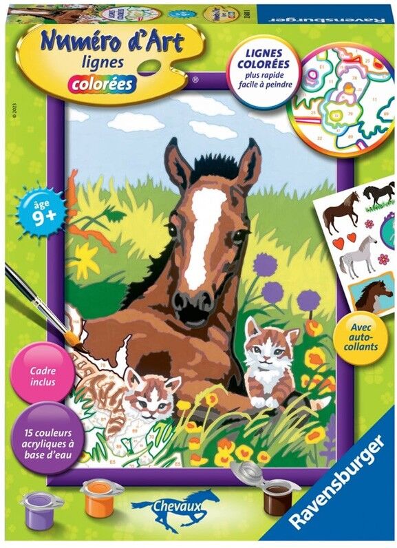 Ravensburger Numéro d'art - moyen - Cheval et chatons
