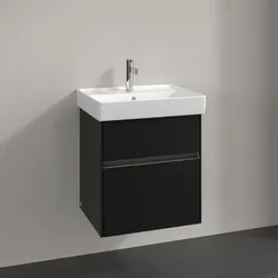 Villeroy und Boch Collaro Waschtischunterschrank C007B0VL 51x54,6x41,4cm, Waschbecken mittig, LED-Beleuchtung, volcano black