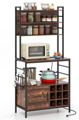 Costway Coffee Bar Cabinet with Classified Storage and Wine Bottle Holders