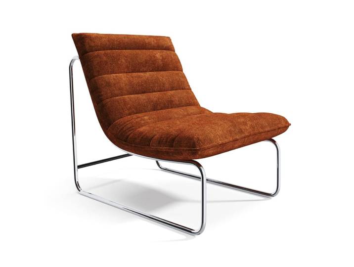 Fauteuil de salon en velours texturé terracotta