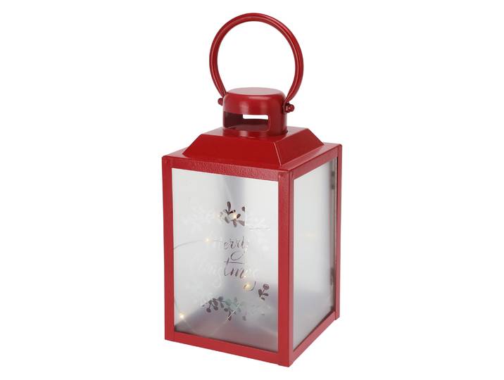 LED Laterne MERRY CHRISTMAS 13 x 24 cm rot