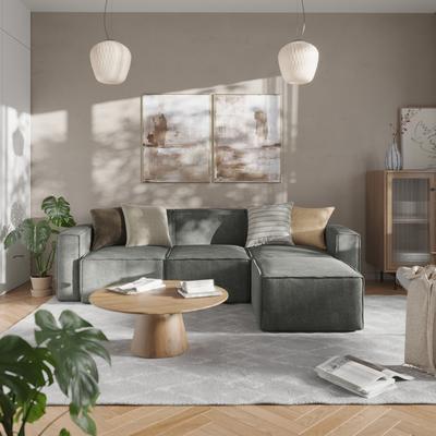 Lancaster Home Contemporary 4 Piece Modular Sectional Sofa with Ottoman