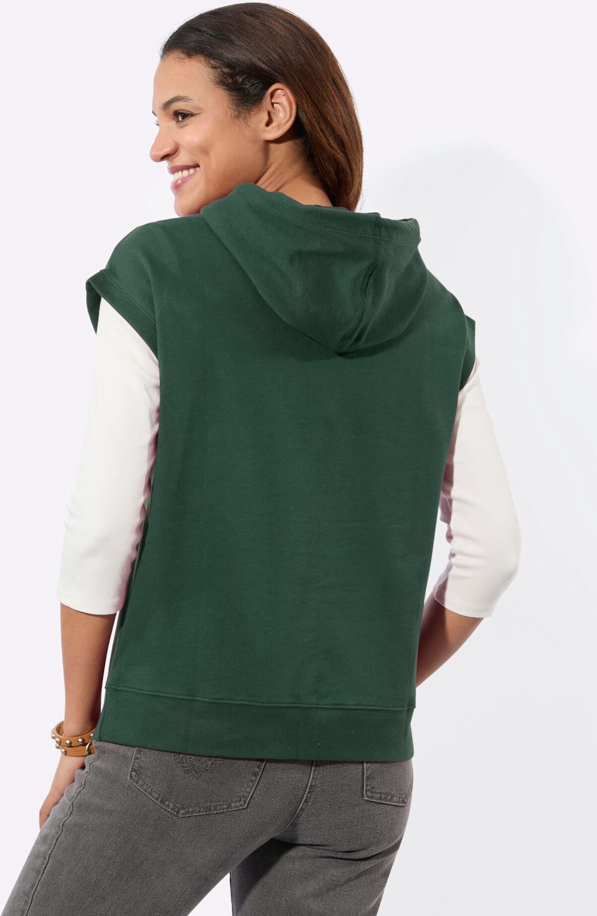 Kapuzenshirt CASUAL LOOKS "Kapuzen-Shirt", Damen, Gr. 36, moos, 100% Baumwolle, unifarben, Shirts Kapuzenshirt moos 36