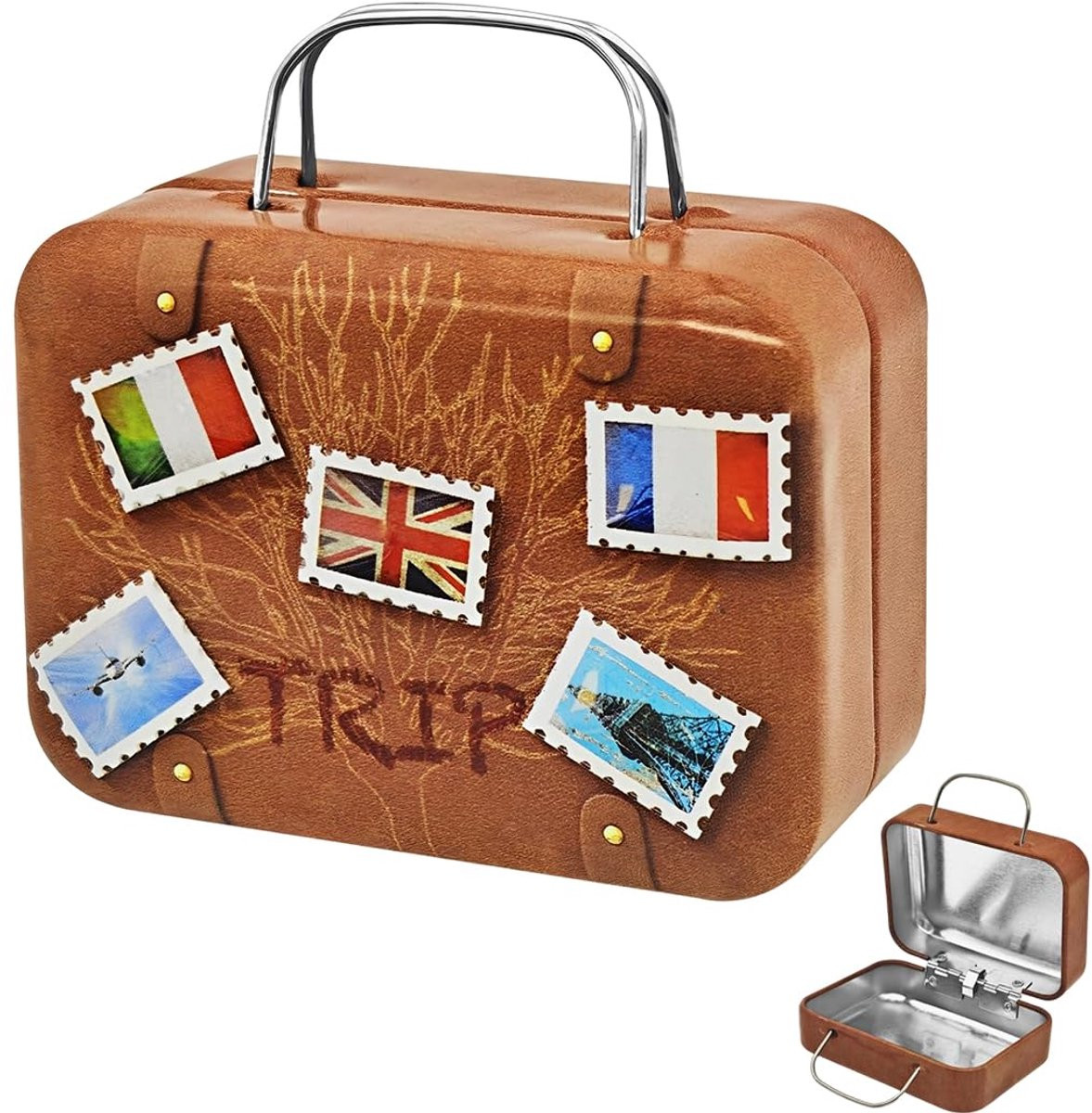 Decoratieve Mini Reiskoffer voor reisherinneringen en kleine spullen, B/D/H: 7,5 x 5,5 x 3,5 cm