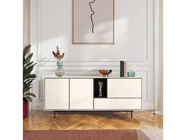 HABITAT - Buffet bas 3 portes et 1 tiroir - Beige - Design by Céline Mognon Fichet - Farrel