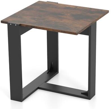 Costway Industrial Sofa End Table with Metal Frame-1