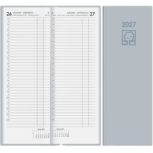 Zettler Vormerkbuch 808-0703, Recycling, graues Hardcover, 11 x 30 cm, 1 Tag = 1 Seite, Jahr 2027