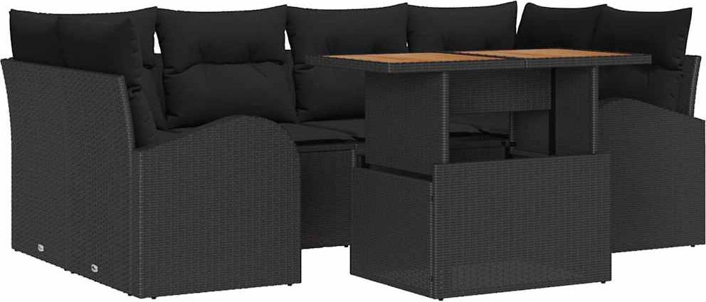 vidaXL Garten-Sofa-Set 7 stk. Schwarz
