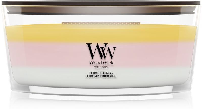 Woodwick Trilogy Floral Blossoms bougie parfumée avec mèche en bois 453.6 g