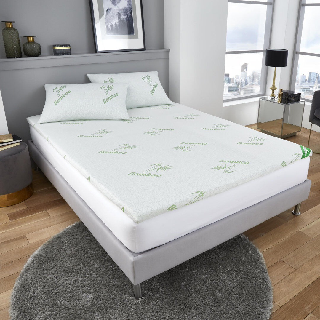 GC GAVENO CAVAILIA Rayon from Bamboo Mattress Topper Quilted 2cm Thick Breathable Cooling Soft Fabric Hypoallergenic Antibacterial Soft Bed Pad for Superior Sleep Comfor Single (3')