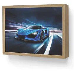 WANDLEUCHTE MIT AKKU Auto - Blau - Jungen - Kind LED 40x30 cm Wandlampe