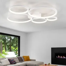 LED Decken Lampe Ring Design Switch Dimmer Wohn Ess Zimmer Beleuchtung Flur Lampe weiß matt