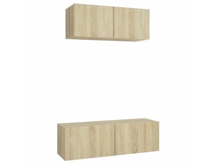 LMTYOENFG 2-TLG. TV-Schrank-Set Hängend Sonoma-Eiche Holzwerkstoff Wandhängendes Lowboard-Set für Wohnzimmer und Schlafzimmer, bietet viel Platz und pflegeleichte Oberflächen.
