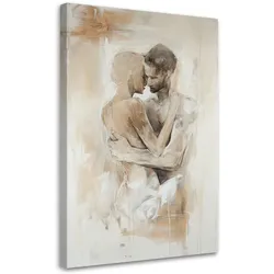 WANDBILD romantisches paar akt liebe beige