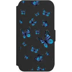 Nivocase Klapphülle für Apple iPhone 7 Handyhülle aus Kunst Leder NIVOflip schwarz Muster Schmetterling (Apple iPhone 7), Smartphone Hülle, Schwarz